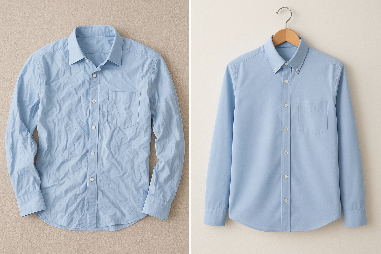 Hemd Vorher/Nachher Vergleich
