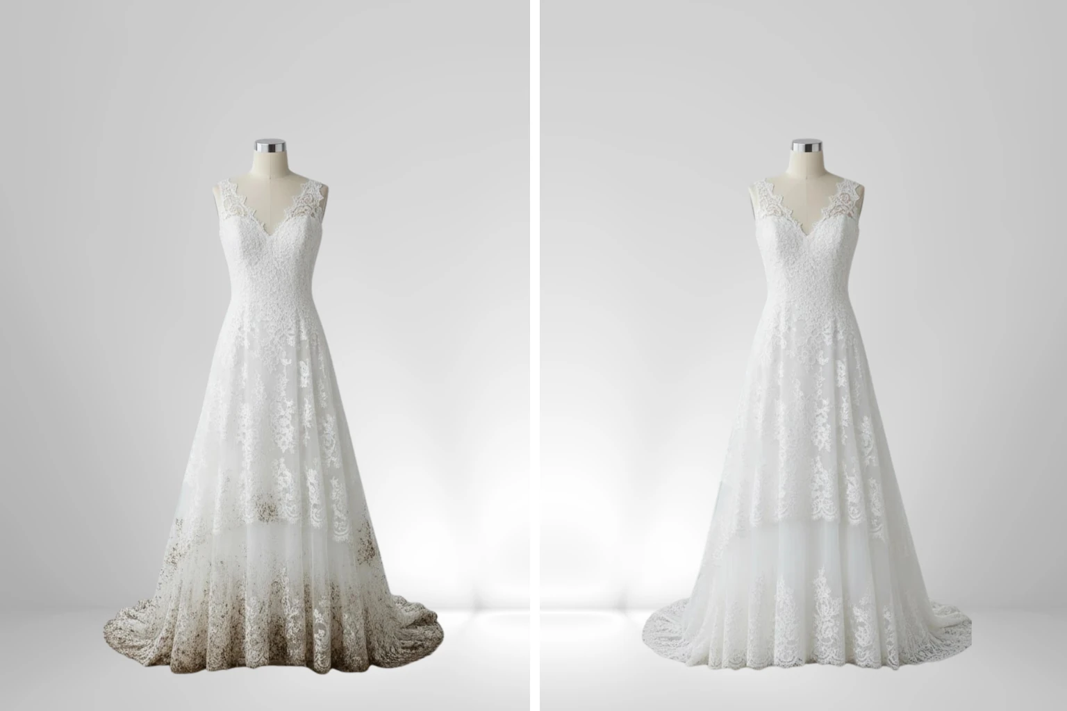 Hochzeitskleid Vorher/Nachher Vergleich