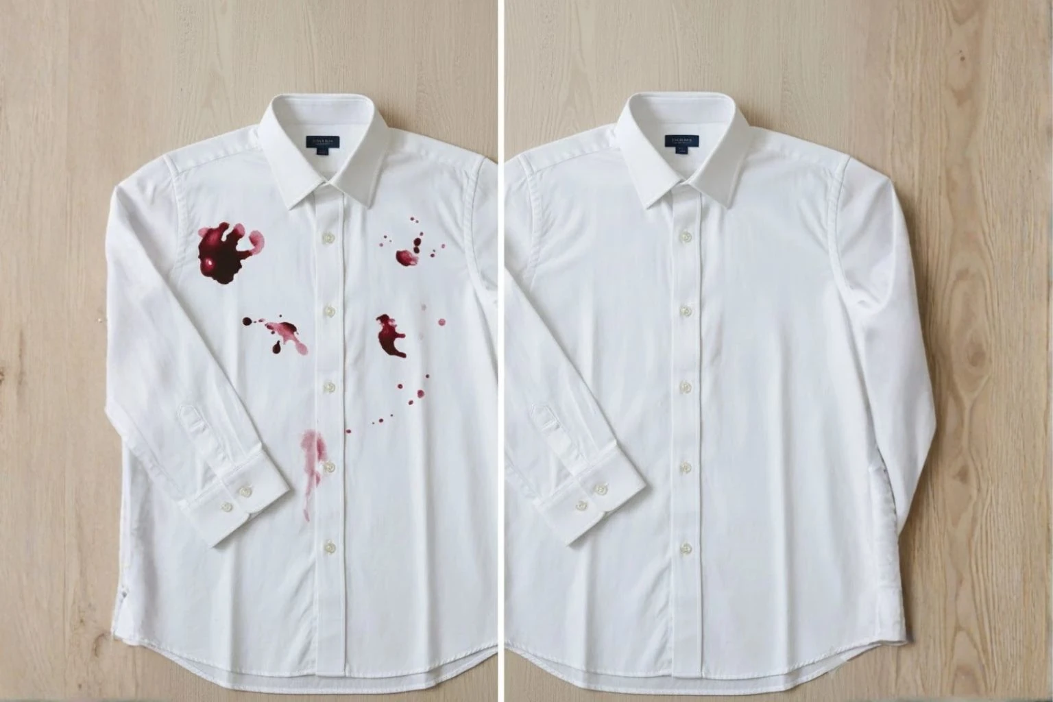 Weinflecken Vorher/Nachher Vergleich